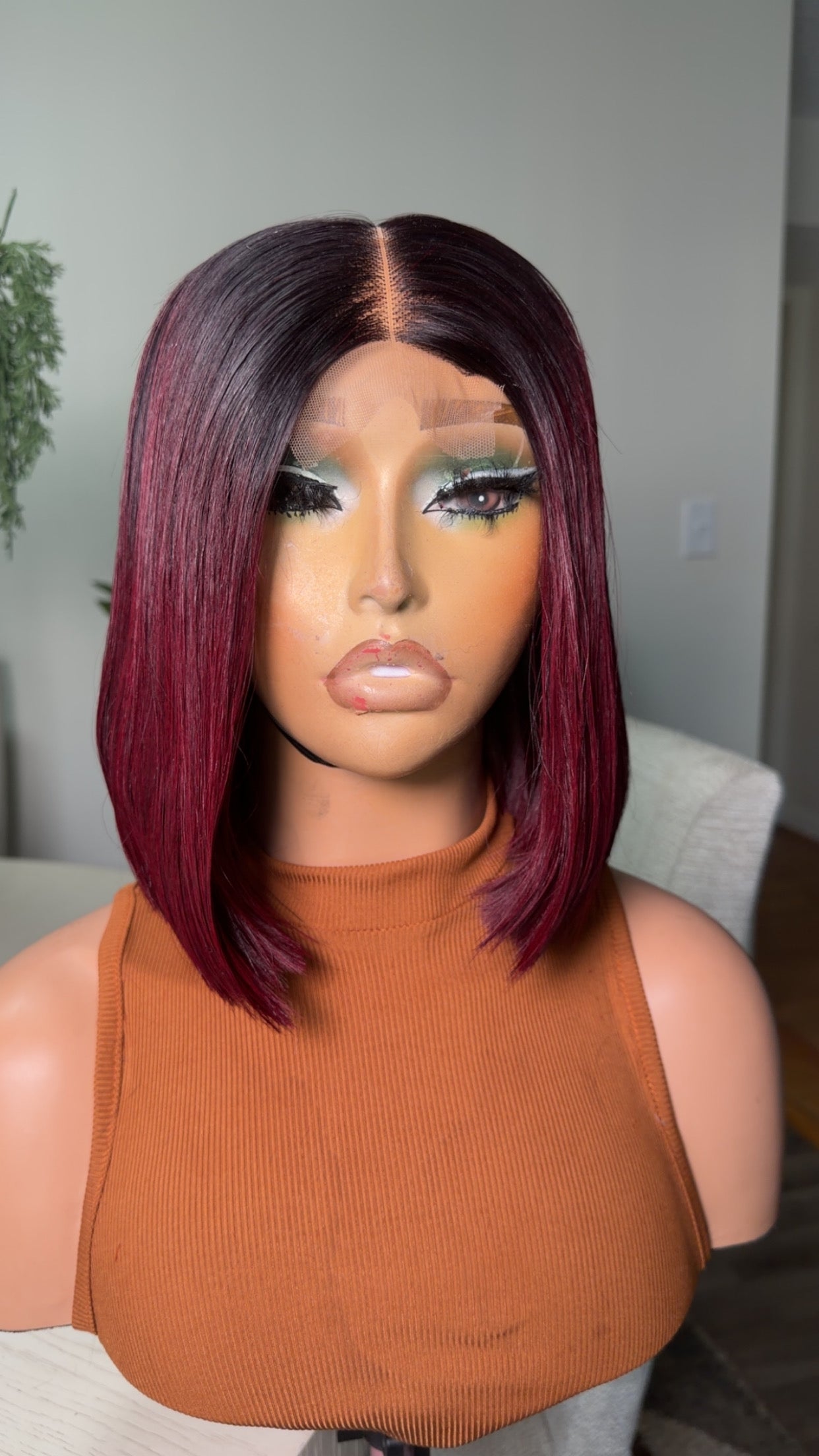 Burgundy bob wig