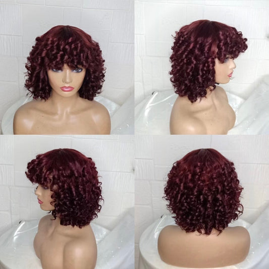 Burgundy rose curl wig